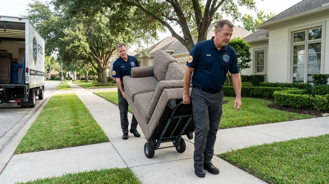 Local residential moving crew loading furniture in Siloam Springs, AR
