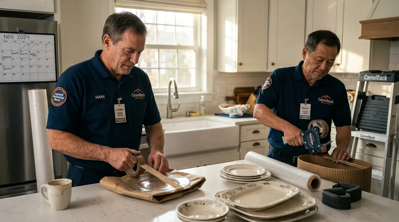 Professional crew packing kitchen dishware in Siloam Springs, AR